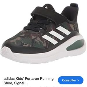 Adidas Kids' Fortarun Running Shoe - Black and Green